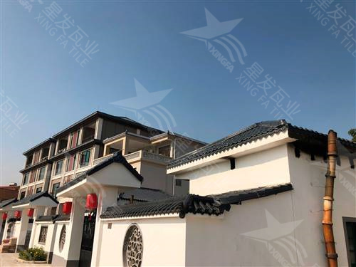 南寧仿古樹脂瓦一體屋檐裝飾塑料瓦片 古建筑門樓圍墻瓦中式門頭仿古瓦 星發牌定制